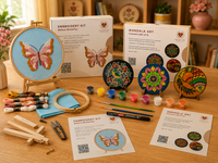 Butterfly Embroidery Kit (Small) + Mandala Coasters Kit