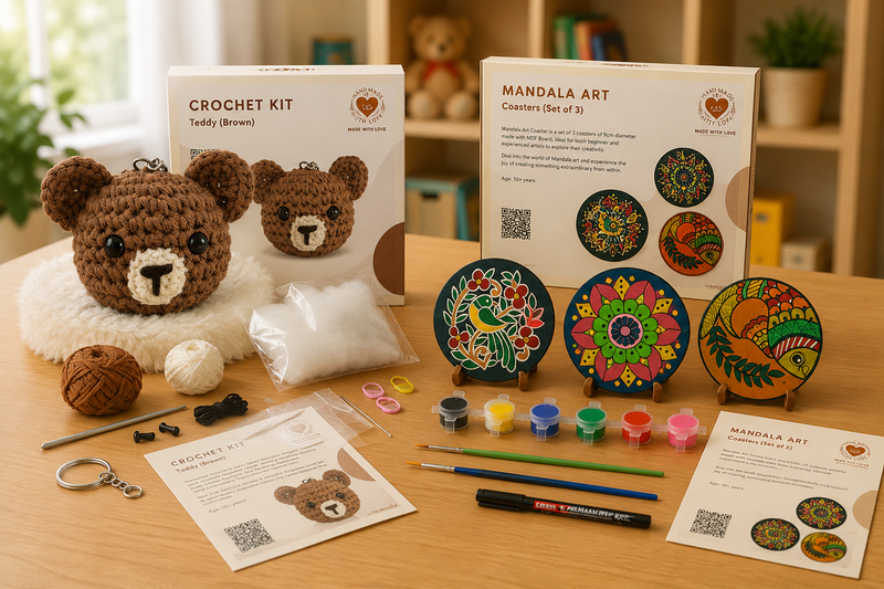 Crochet Kit + Mandala Coasters Kit