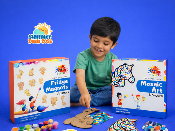 Mosaic Art Kit (Unicorn) + Fridge Magnets Kit (Animals)