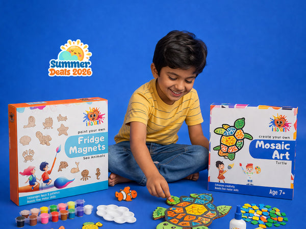 Mosaic Art Kit (Turtle) + Fridge Magnets Kit (Sea Animals)