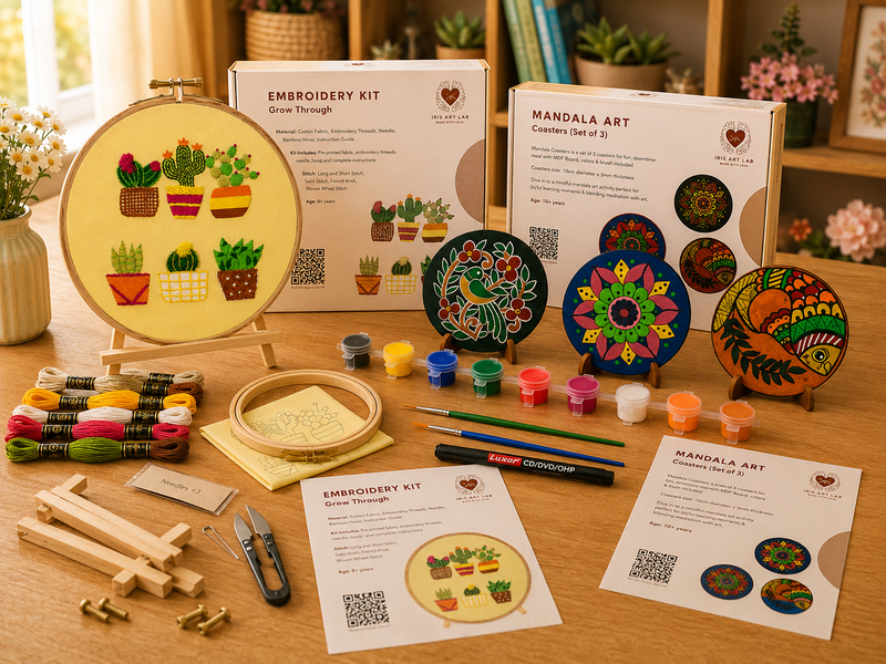 Grow Through Embroidery Kit (Big) + Mandala Coasters Kit