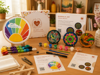 Sun Shine Embroidery Kit (Big) + Mandala Coasters Kit