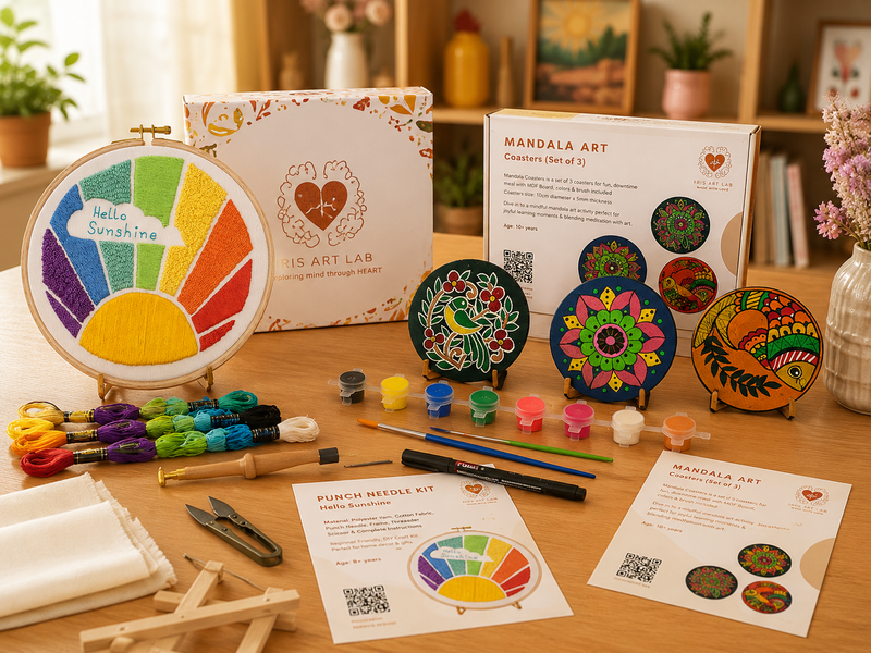 Sun Shine Embroidery Kit (Big) + Mandala Coasters Kit