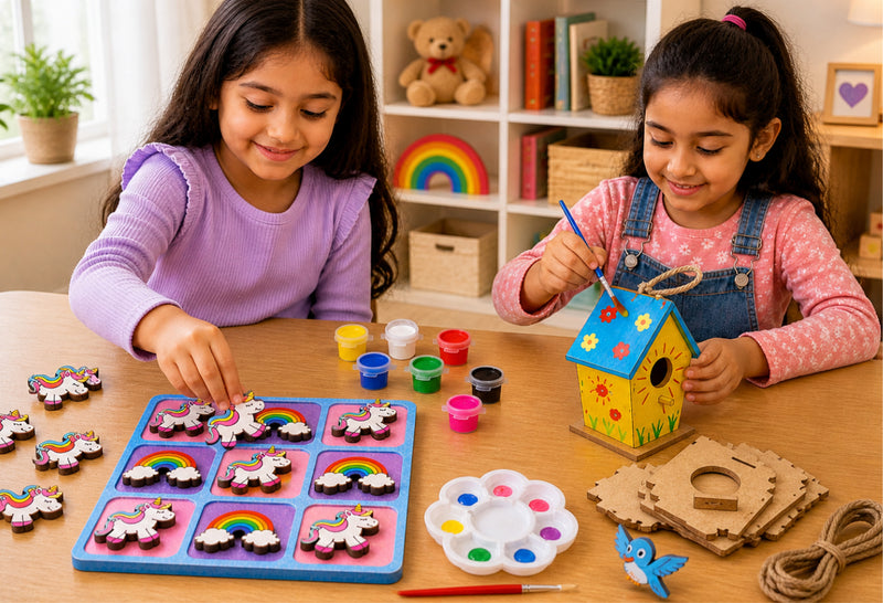 Tic Tac Toe Kit (Unicorn) + Bird House Craft Kit