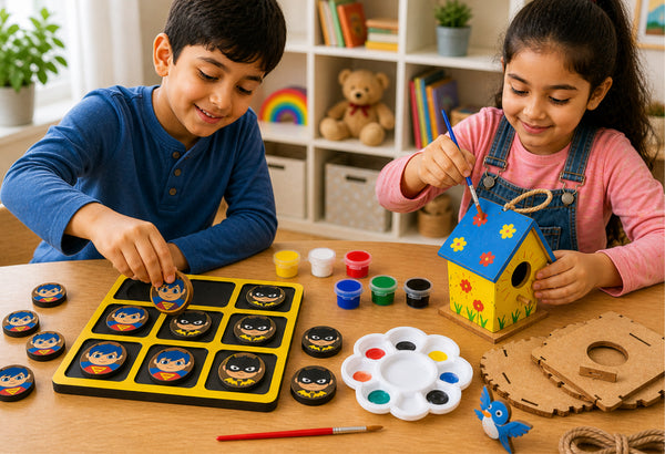 Tic Tac Toe Kit (Superman Vs Batman) + Bird House Craft Kit